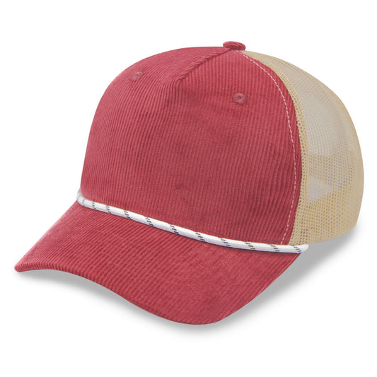 UPTOWN BLANKS 7539 burgundy red khaki beige corduroy rope trucker cap