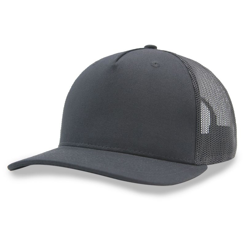 UPTOWN BLANKS DC112FP black premier trucker cap