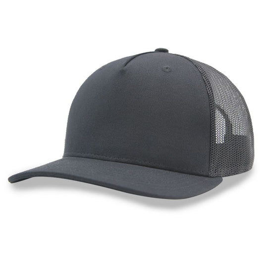 UPTOWN BLANKS DC112FP black premier trucker cap